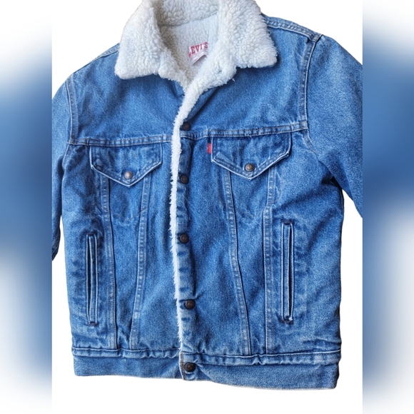 ❌SOLD❌ Vintage 80’s Levi's Sherpa Lined Denim Trucker Jacket 36R FLAW - Picture 3 of 9